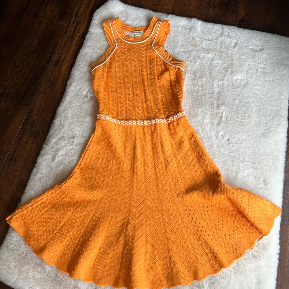 Orange Sleeveless Knit Dress